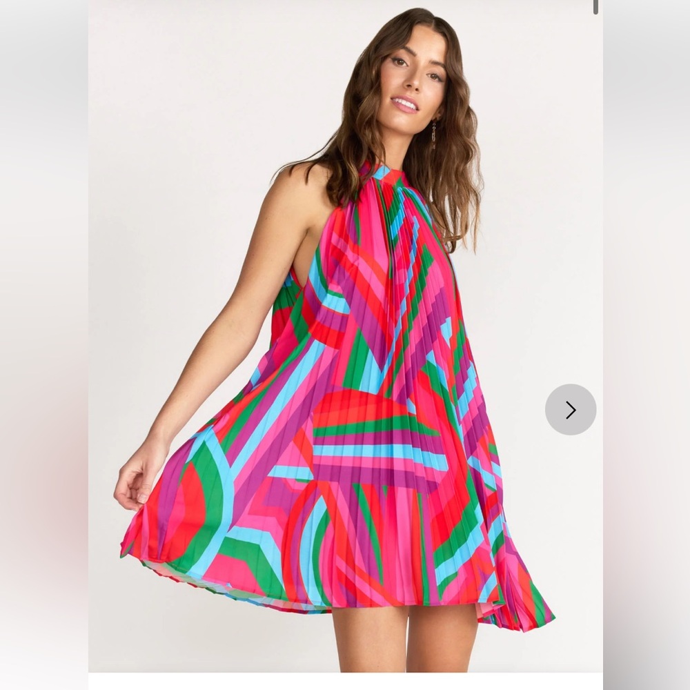NWT Flying Tomato Halter Neck Pleated Swing Dress Sz M
